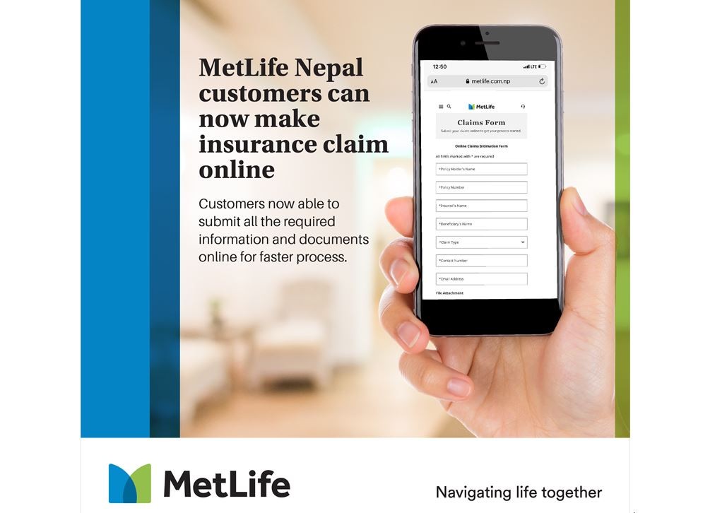 मेटलाइफ नेपालका ग्राहकले अब बीमा दाबी अनलाइन गर्न सक्ने