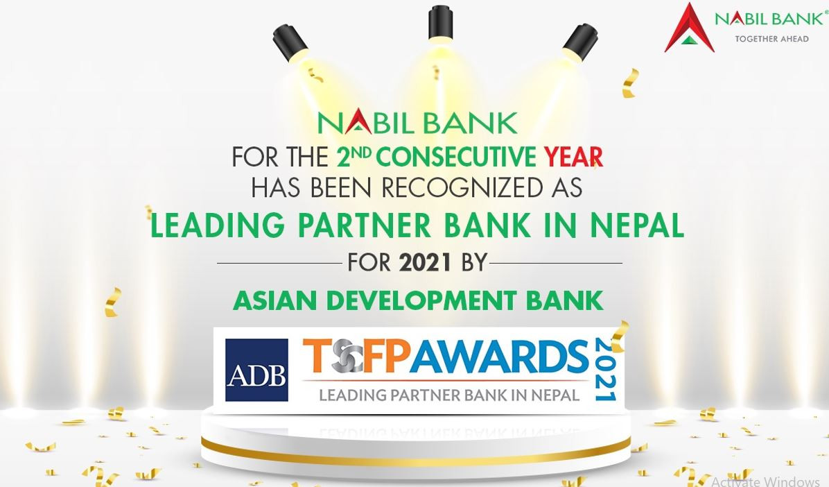 Nabil Bank bags ‘Leading Partner Bank in Nepal’ award from ADB TSCFP for second time in a row